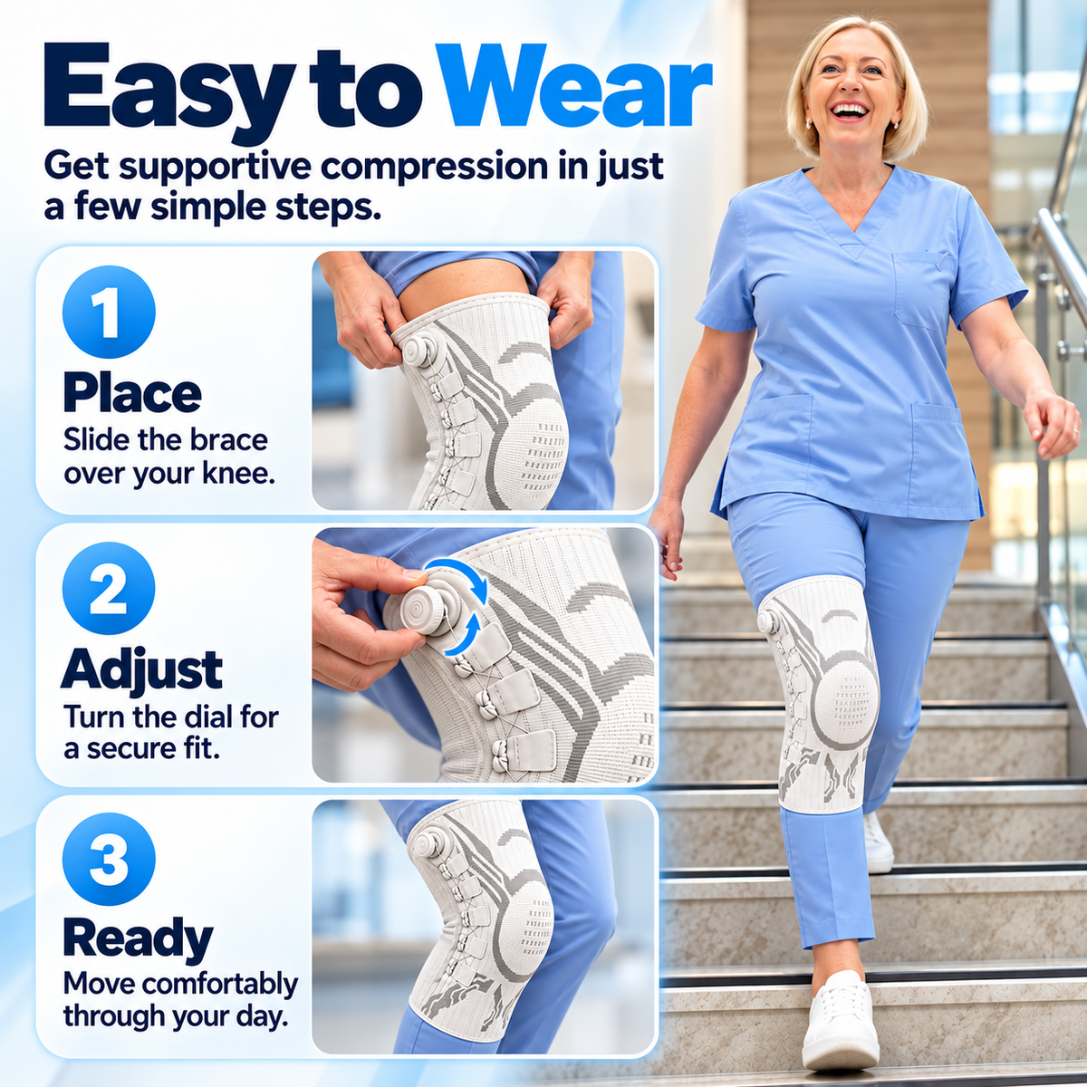 🦵 Adjustable Knee Support Brace – Compression & Stability for Everyday Movement