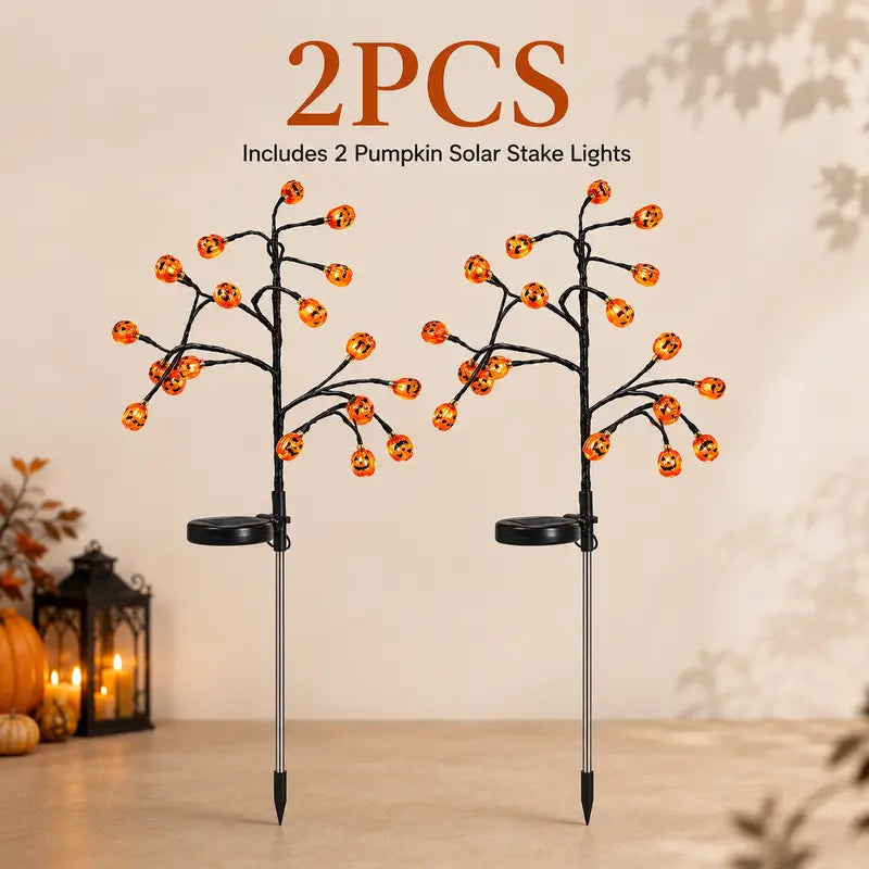 π Pumpkin Solar Stake Lights 4PCS β Halloween Outdoor Yard Decor