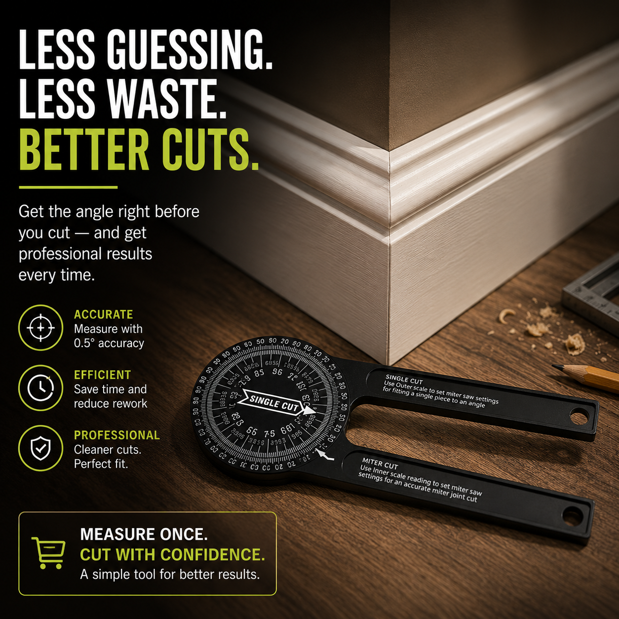 π 360Β° Miter Saw Angle Finder β Measure Once, Cut With Confidence