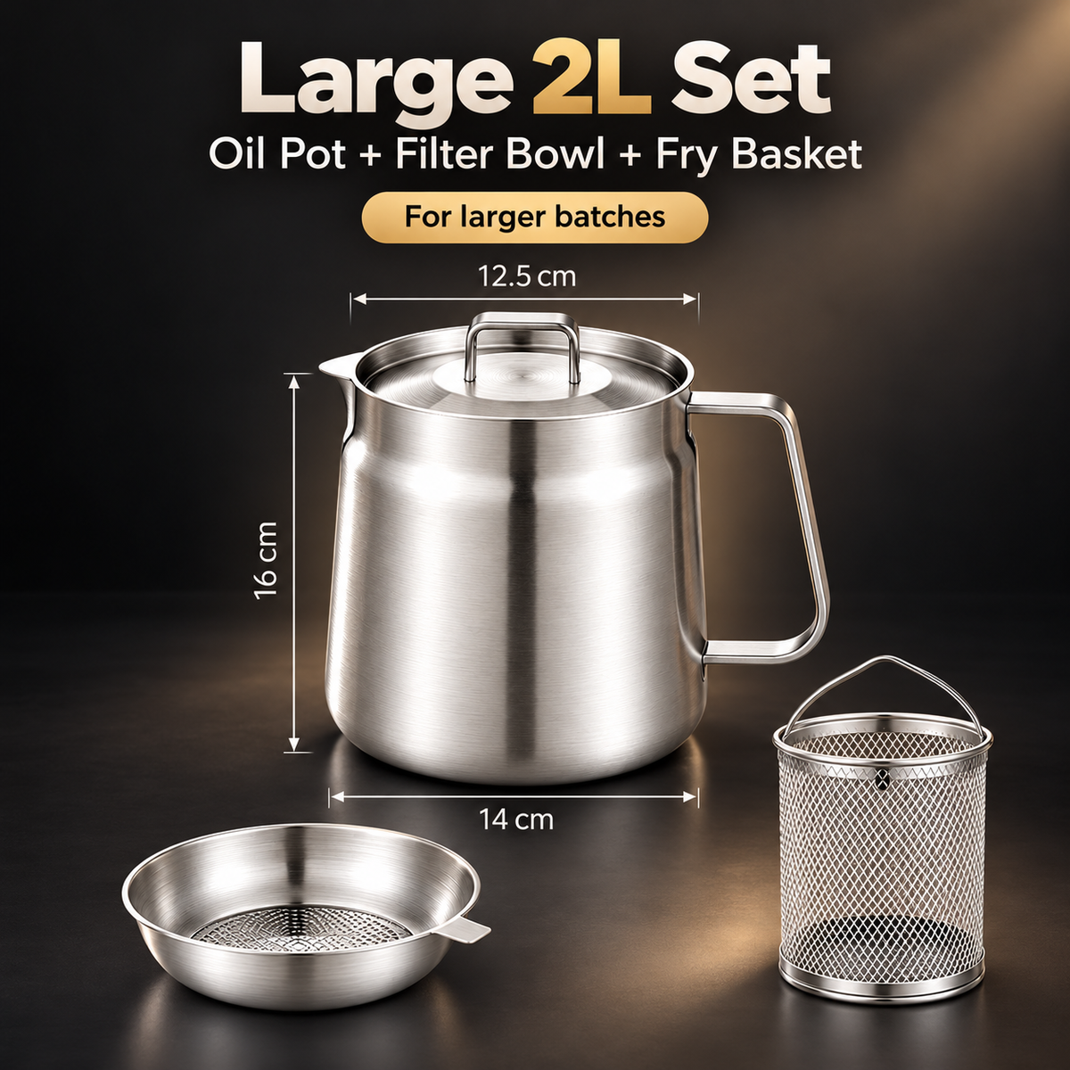 🍟 3-in-1 Stainless Steel Deep Fryer Pot with Oil Filter & Fry Basket