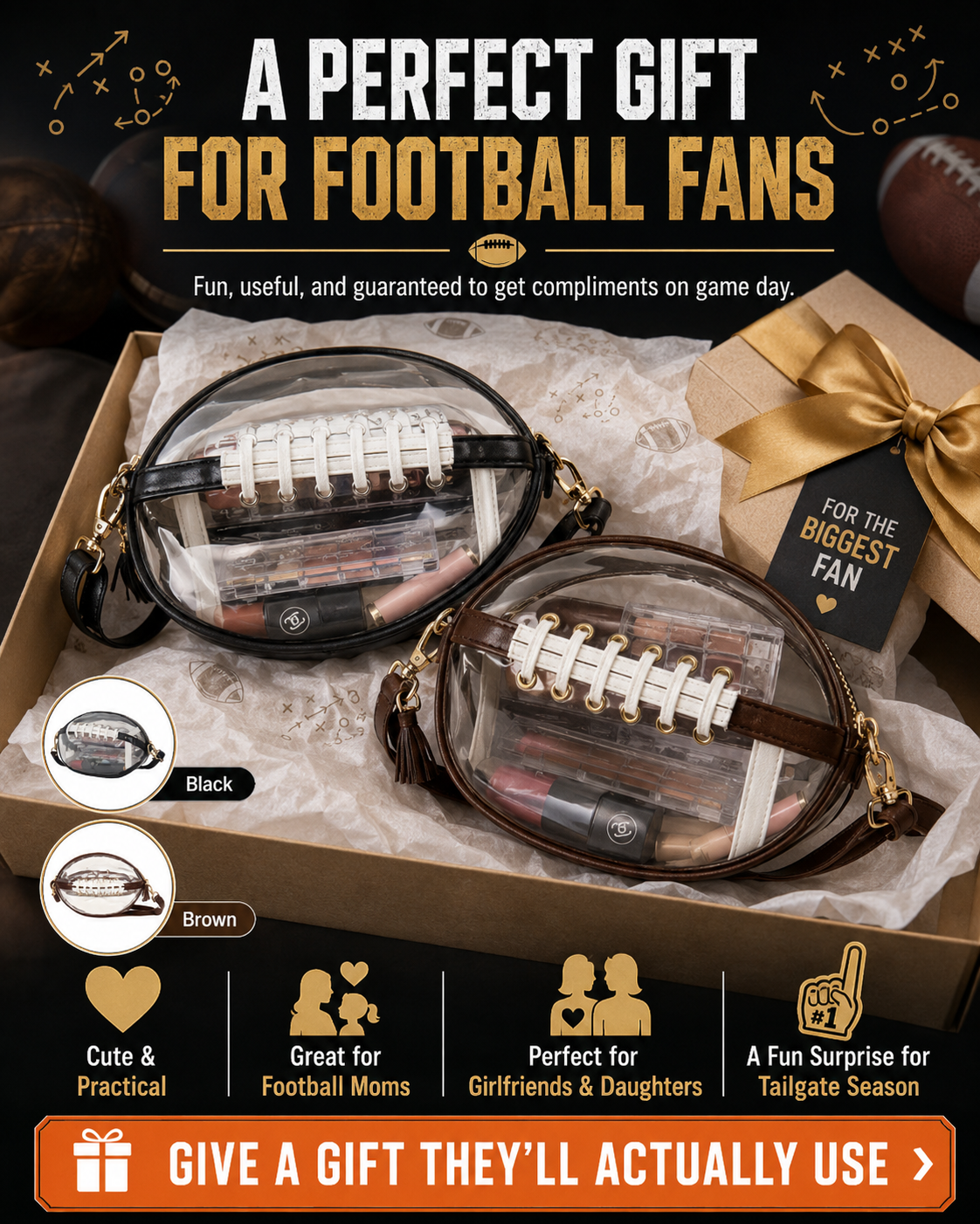 Clear Football Crossbody Bag | Game Day Clear Purse