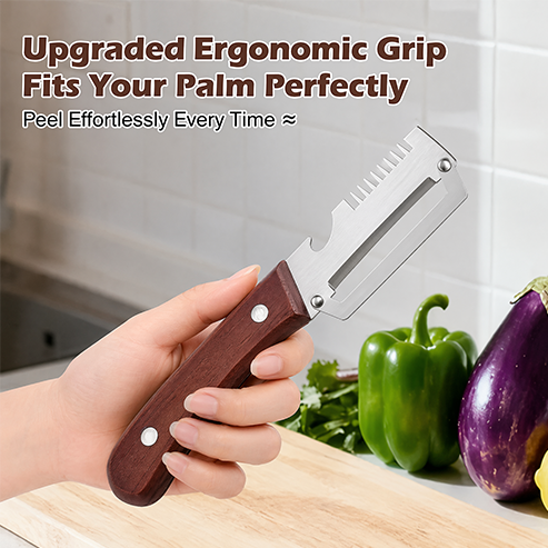 🔥LIVELYDAYIN®Wooden-Handled Stainless Steel Sharp Peeler with Built