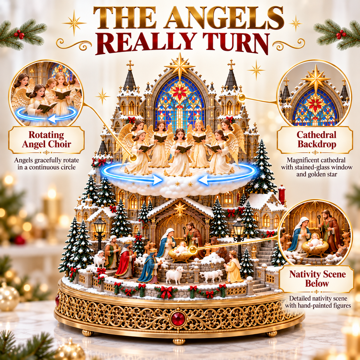 ๐ฅ LAST DAY 48% OFF ๐ฅ Heavenly Angel Choir | Lighted & Rotating Christmas Nativity Village