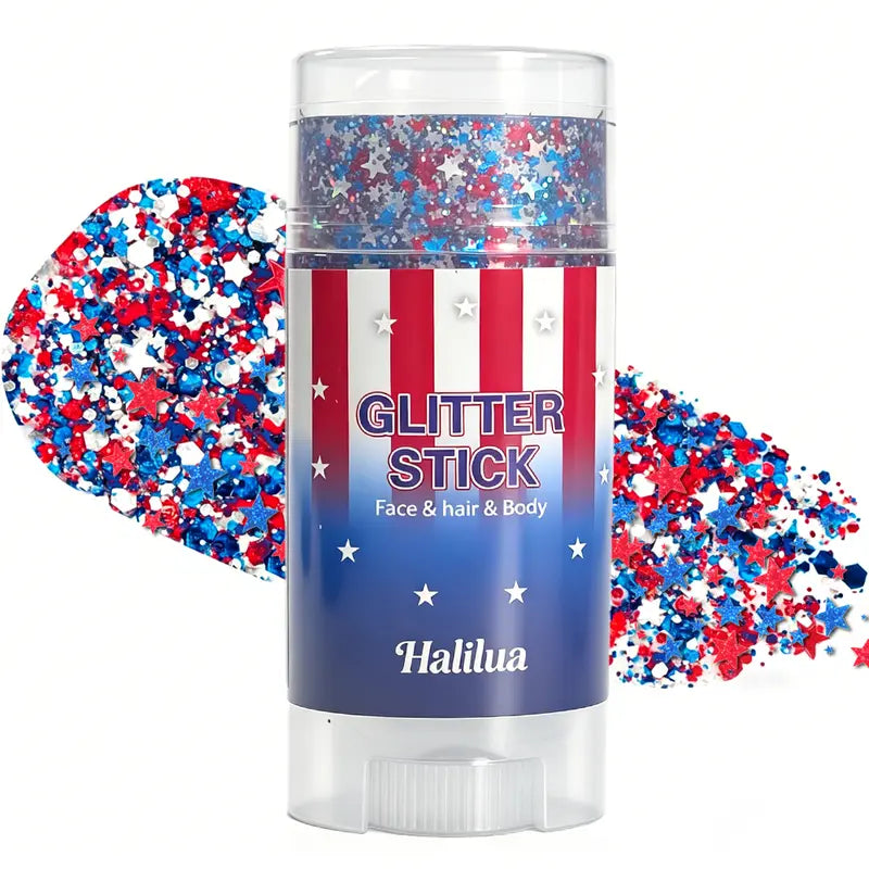 3-in-1 Patriotic Glow😍✨Red, White & Blue Glitter Body Stick