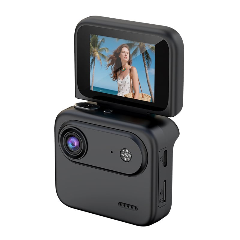 Mini Sports Camera 4K Ultra Clear Recording VLOG Recorder Flip Screen Anti Shake 143 ° Wide-angle Student Travel Camera Portable