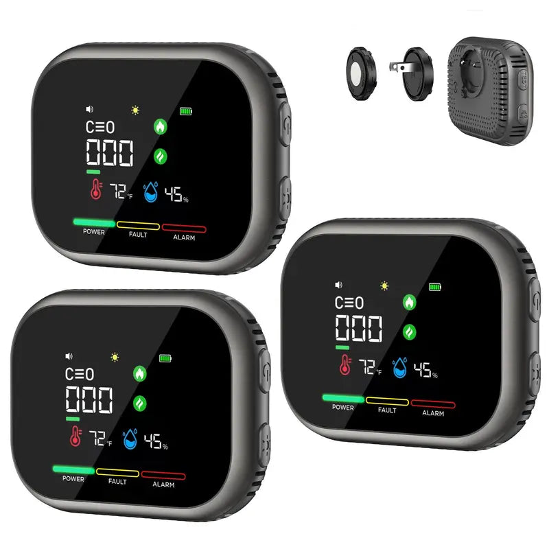 ⚡Smart 6-in-1 Gas Detector – CO Smoke & Gas Leak Alarm With LCD Display