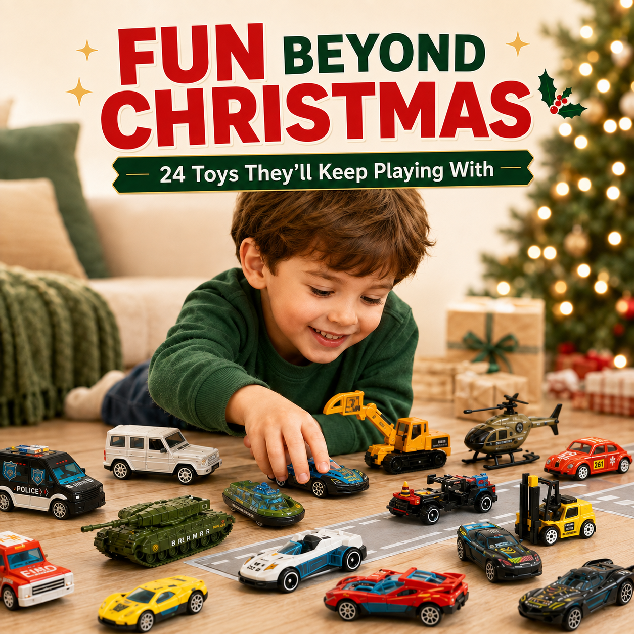 ๐ 24-Day Christmas Vehicle Advent Calendar with Fold-Out Play Scene ๐