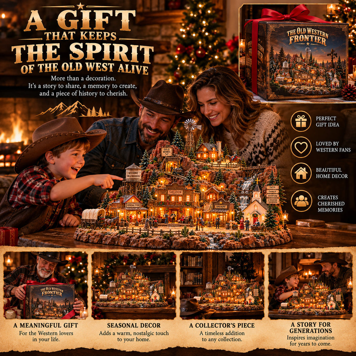 🤠🎄The Old Western Frontier – Lighted Miniature Western Village✨