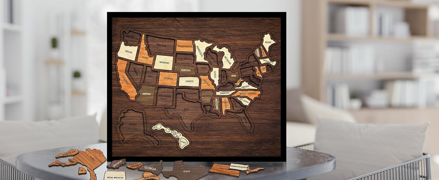 đWooden USA Travel Map Puzzle
