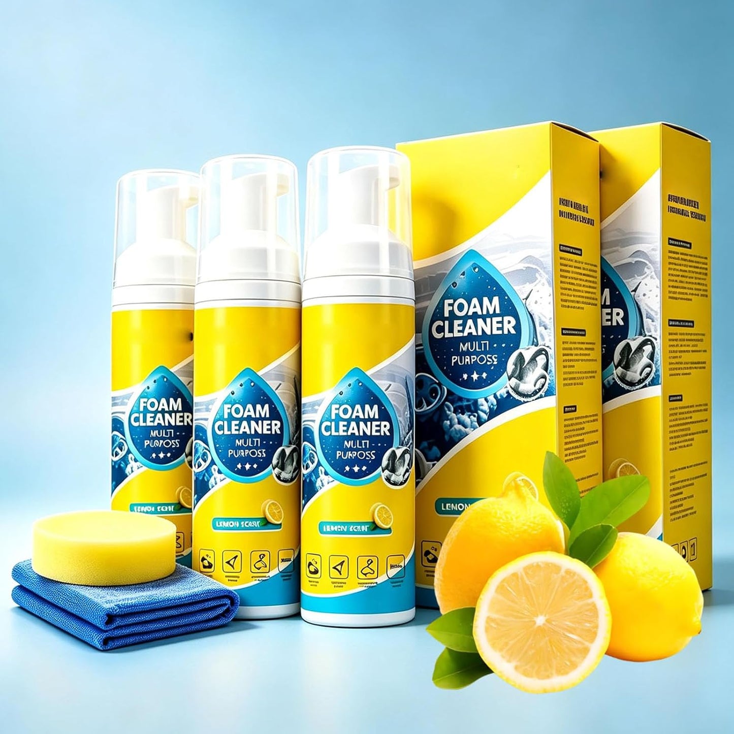 🧼 4-In-1 Multi-Enzyme Foam Cleaner – Powerful & Multipurpose, Lemon Fresh Scent