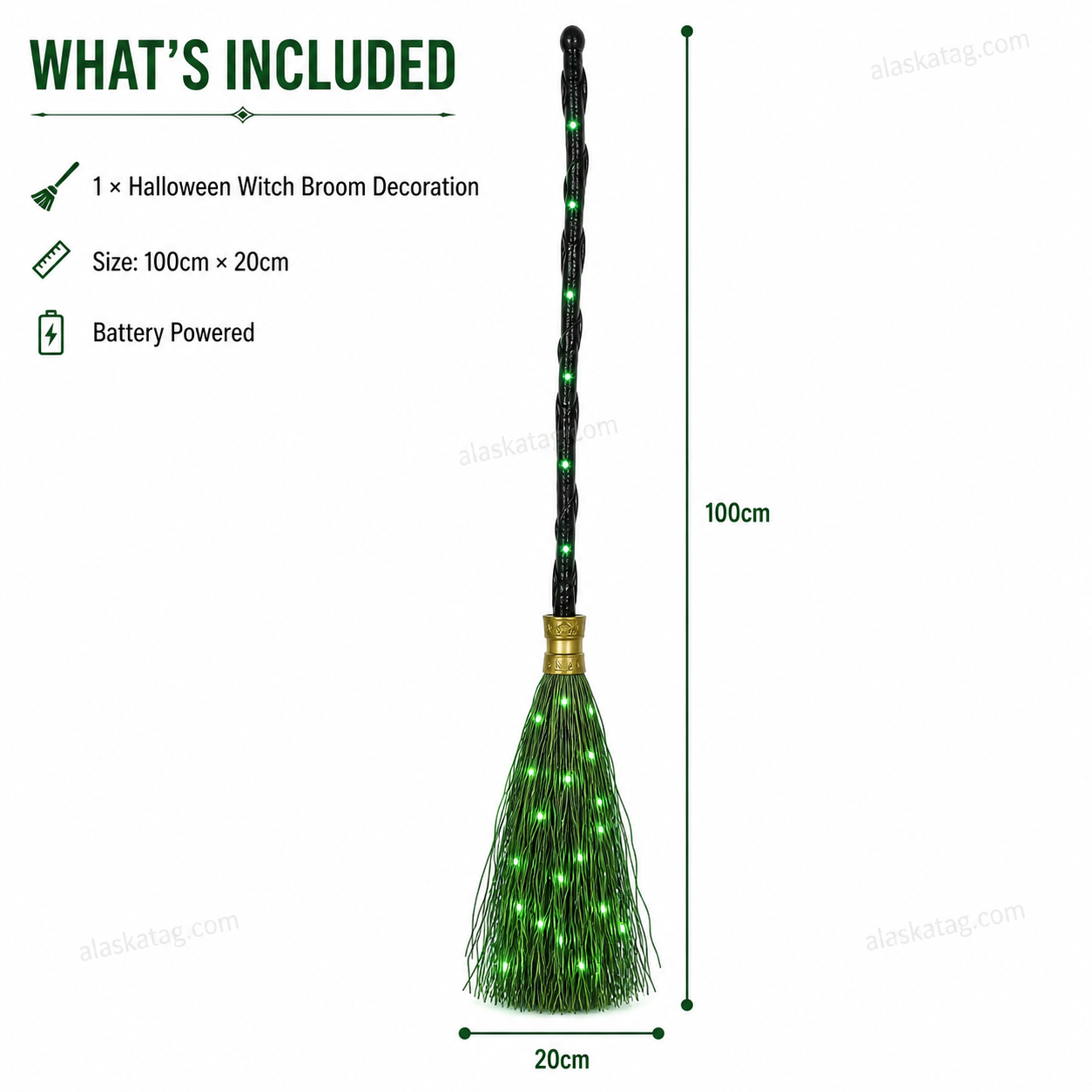 π§ Animated Witch Broom Halloween Decoration with Lights and Sound