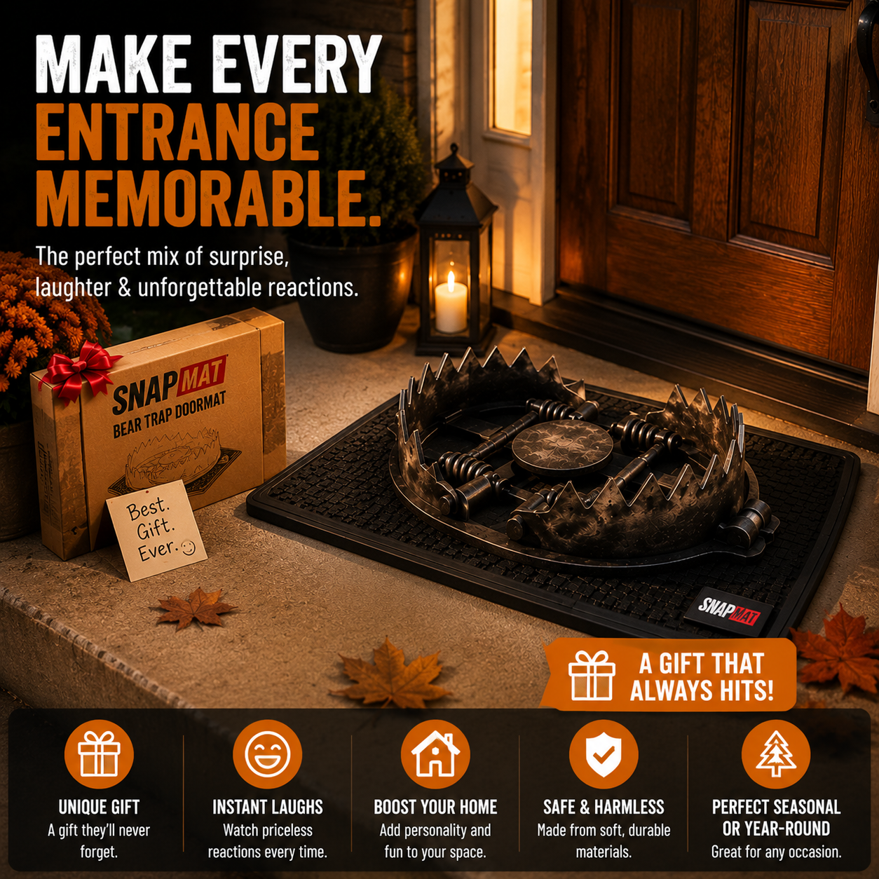 π₯ Limited Time Deal β 3D Bear Trap Reaction Doormat | Realistic Funny Prank Door Mat That Makes Everyone Look Twice
