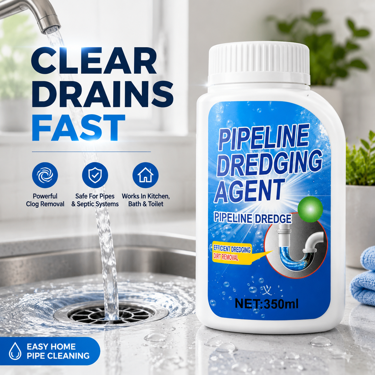 ๐ง Powerful Drain Clog Remover | Kitchen & Bathroom Pipe Cleaner