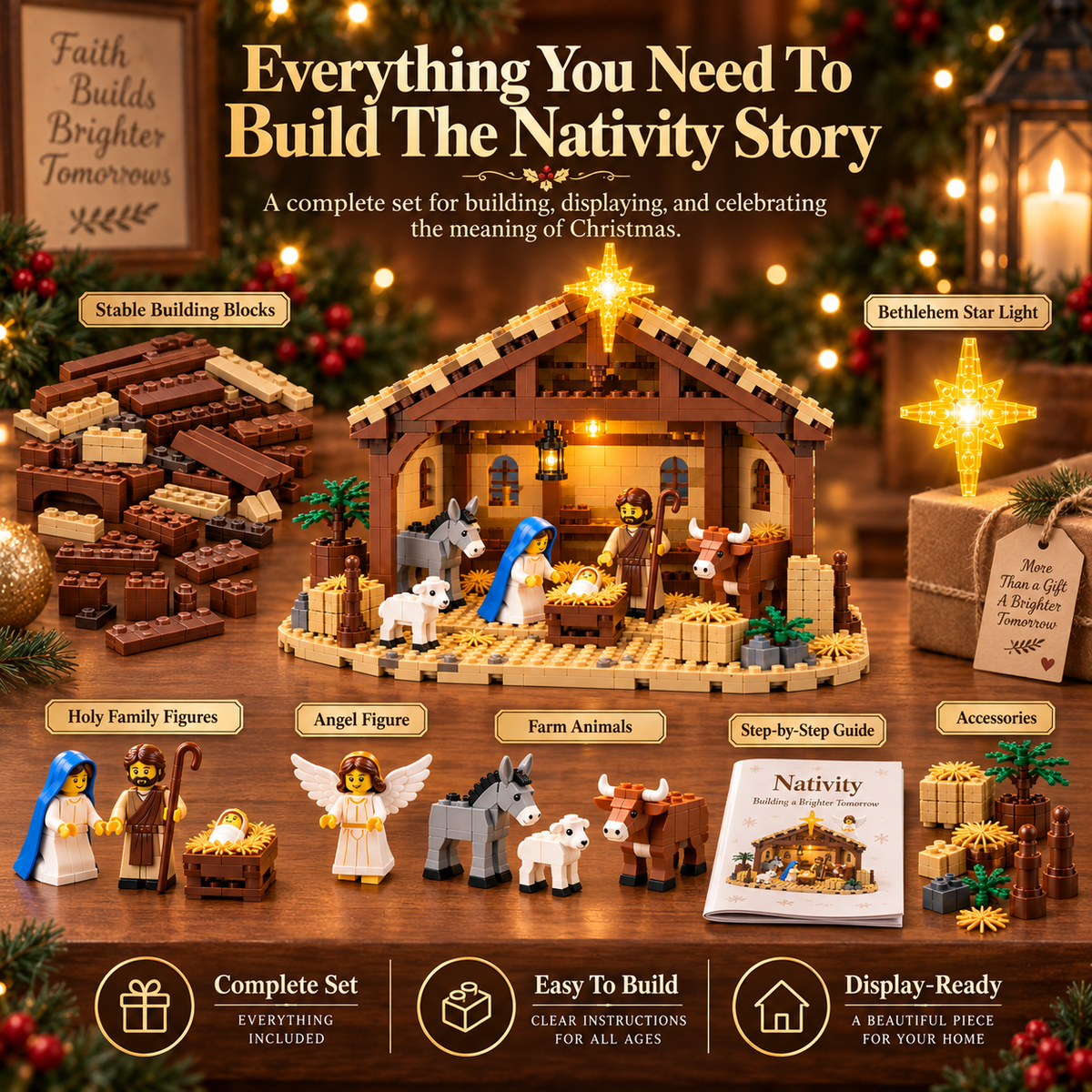🔥 Last Day 50% OFF – Christmas Nativity Building Block Set – Create the Holy Night Scene