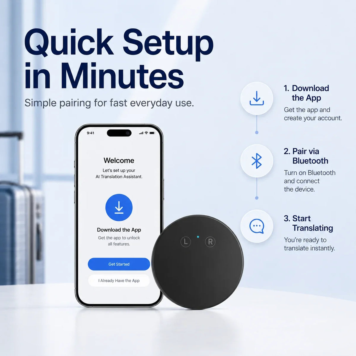 🔥LAST DAY 49% OFF🔥Handheld AI Translator Device – Real Time Voice Interpreter for Multi Language Conversations