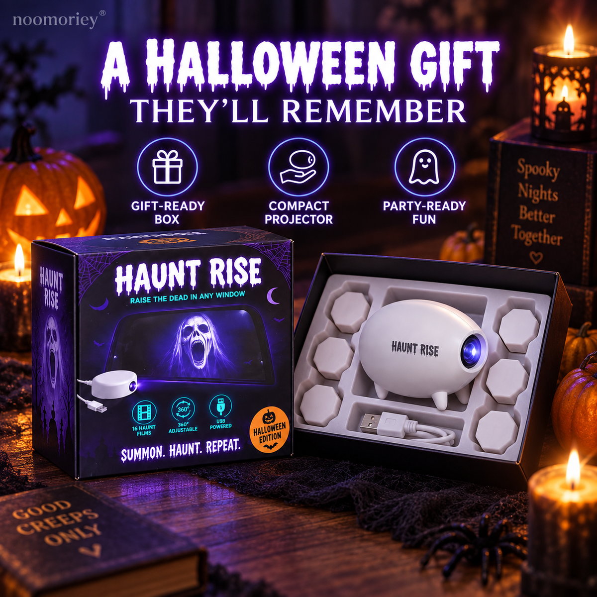 π Halloween Window Projector β¨ 16 Spooky Films USB Powered Holiday Decor
