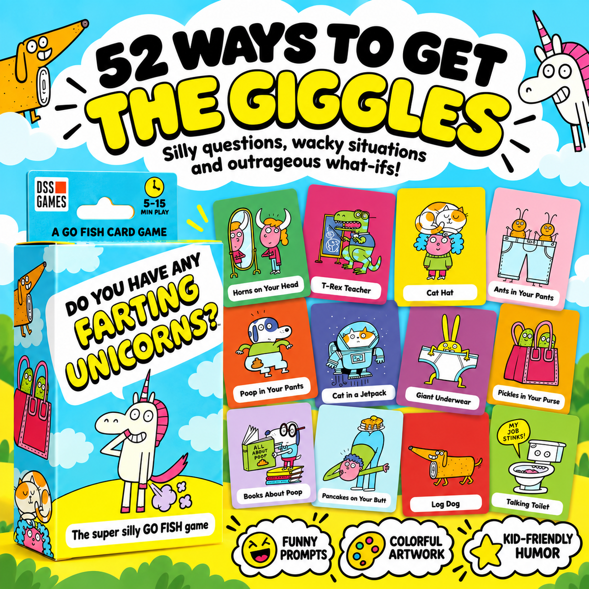 π 50% OFF Today! Super Silly Go Fish Card Game for Kids & Family Game Night
