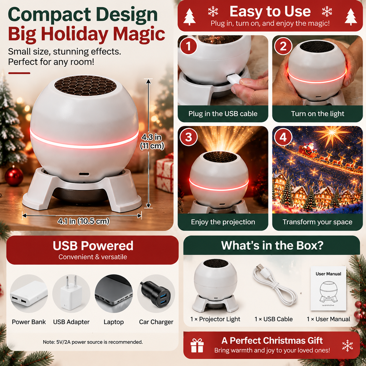 π Magical Christmas Projection Night Light β Transform Any Room Into A Holiday Wonderland