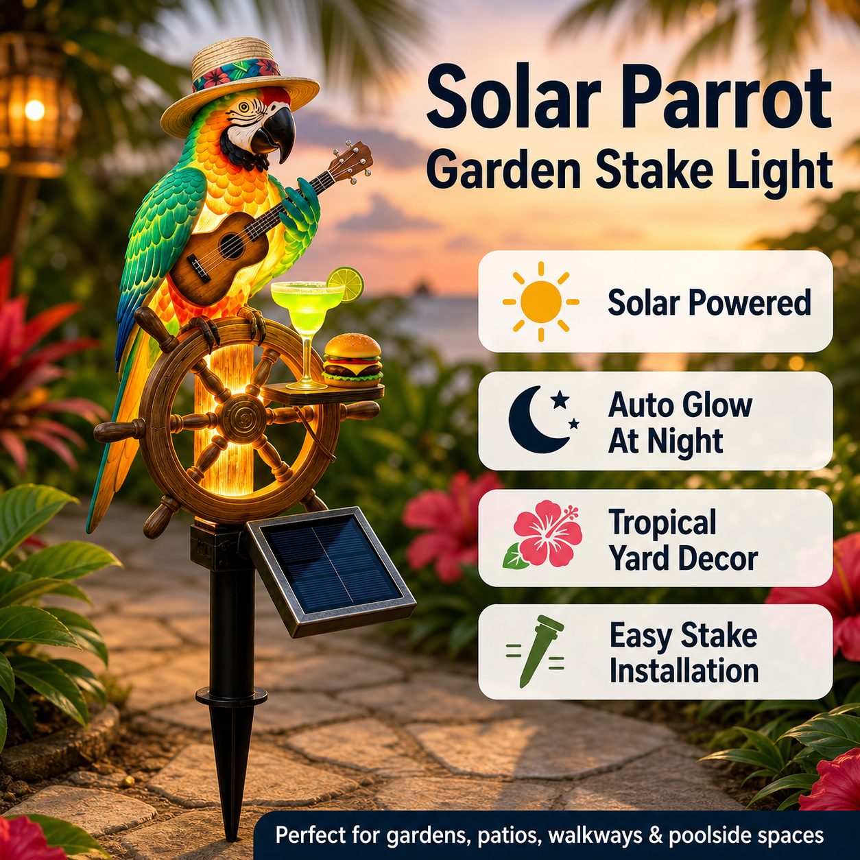 🔥Last Day 49% OFF🔥 - 🌴 Solar-Powered Parrot Garden Light
