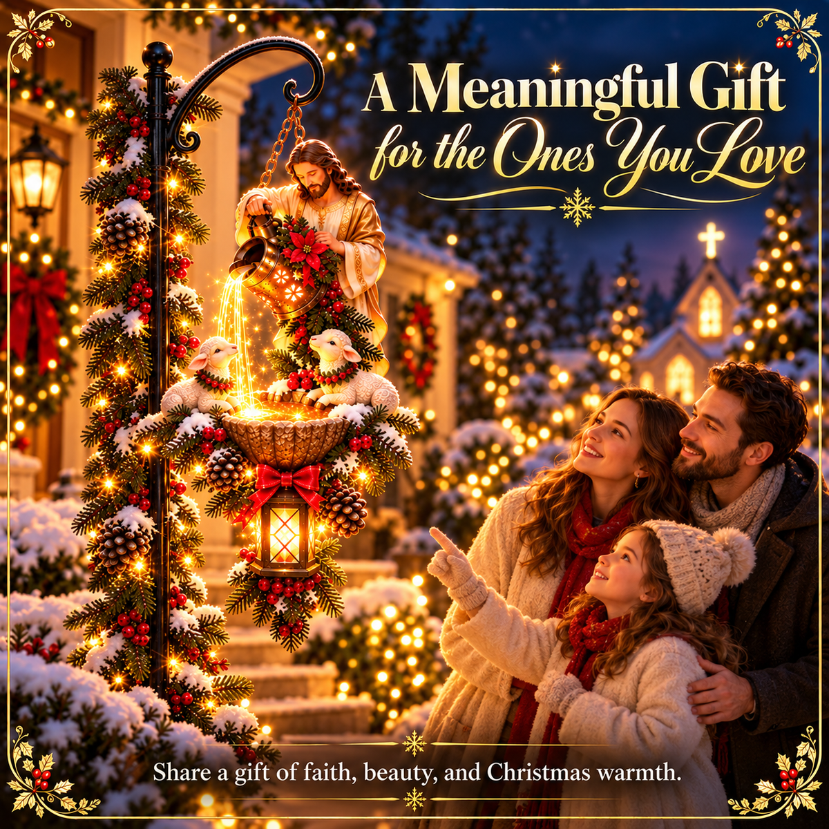 🎀🔥Last Day 50% OFF-✝️✨ Jesus Blessing Hanging Fountain – Lighted Christian Christmas Garden Decor