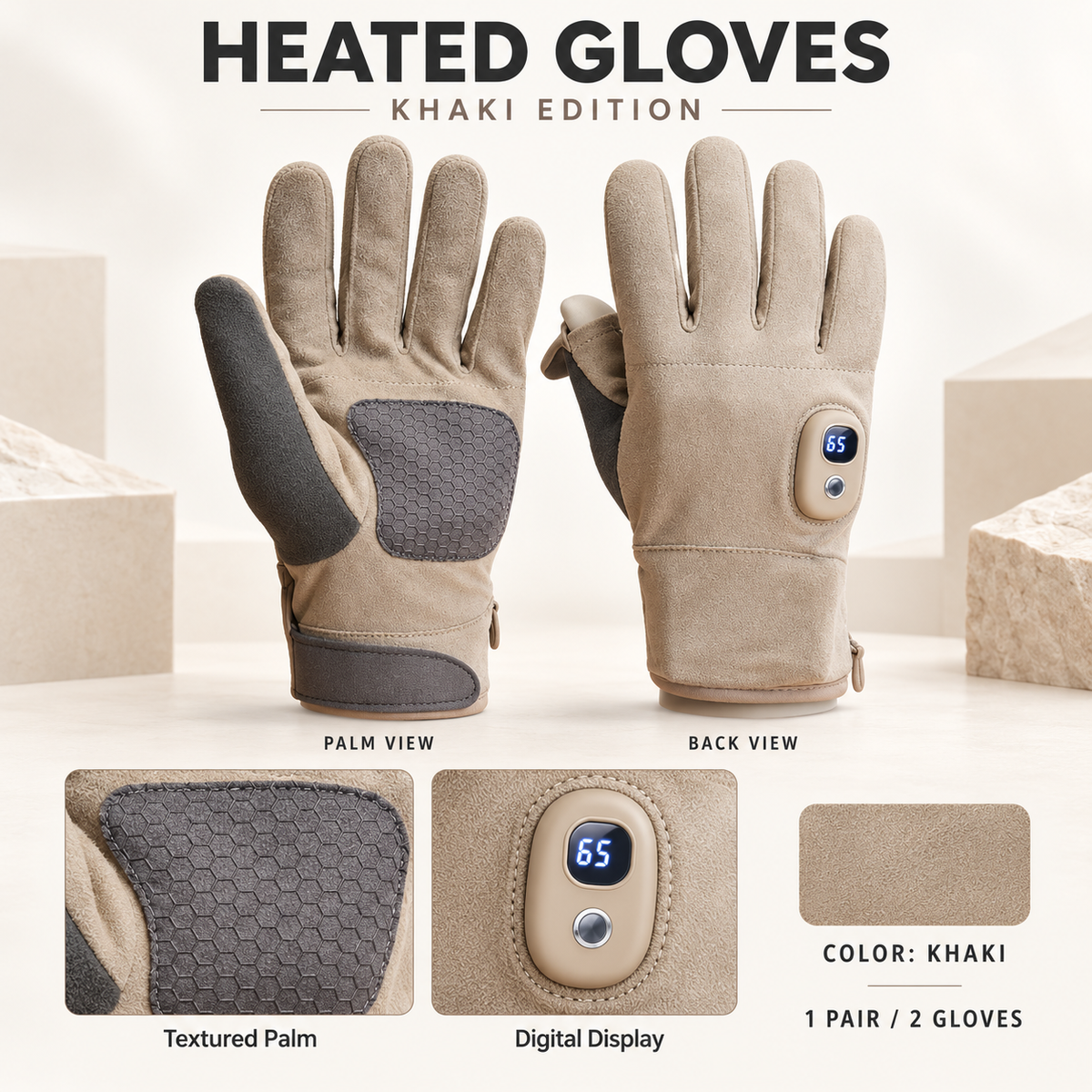 ❄️Heated Touchscreen Gloves with Digital Display – Bring Warmth to Your Winter Routine