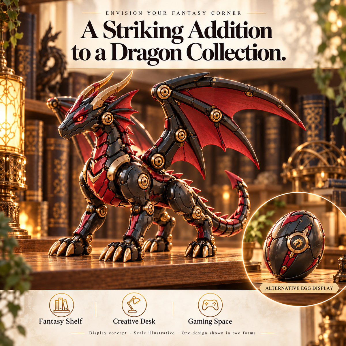 ๐ฅ๐ Final Day โ 49% OFF! DragonMorph Mechanical Dragon Egg โ Unleash the Black & Crimson Winged Dragon! ๐ฅโ๏ธโจ