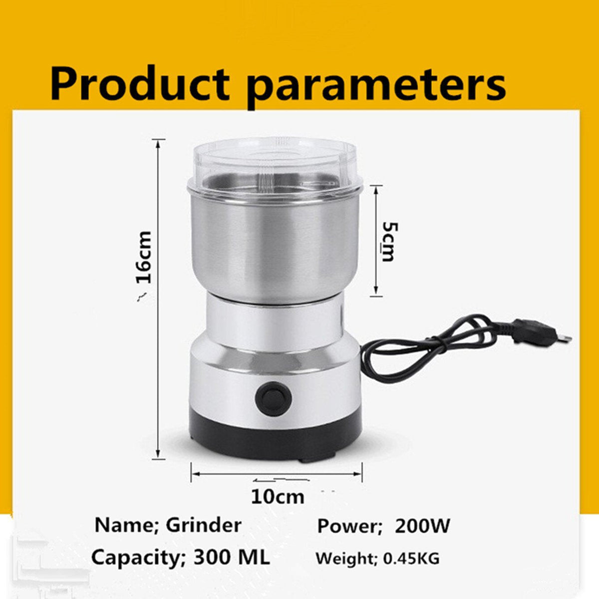 🚀✨ High-Speed Stainless Steel Grain Grinder