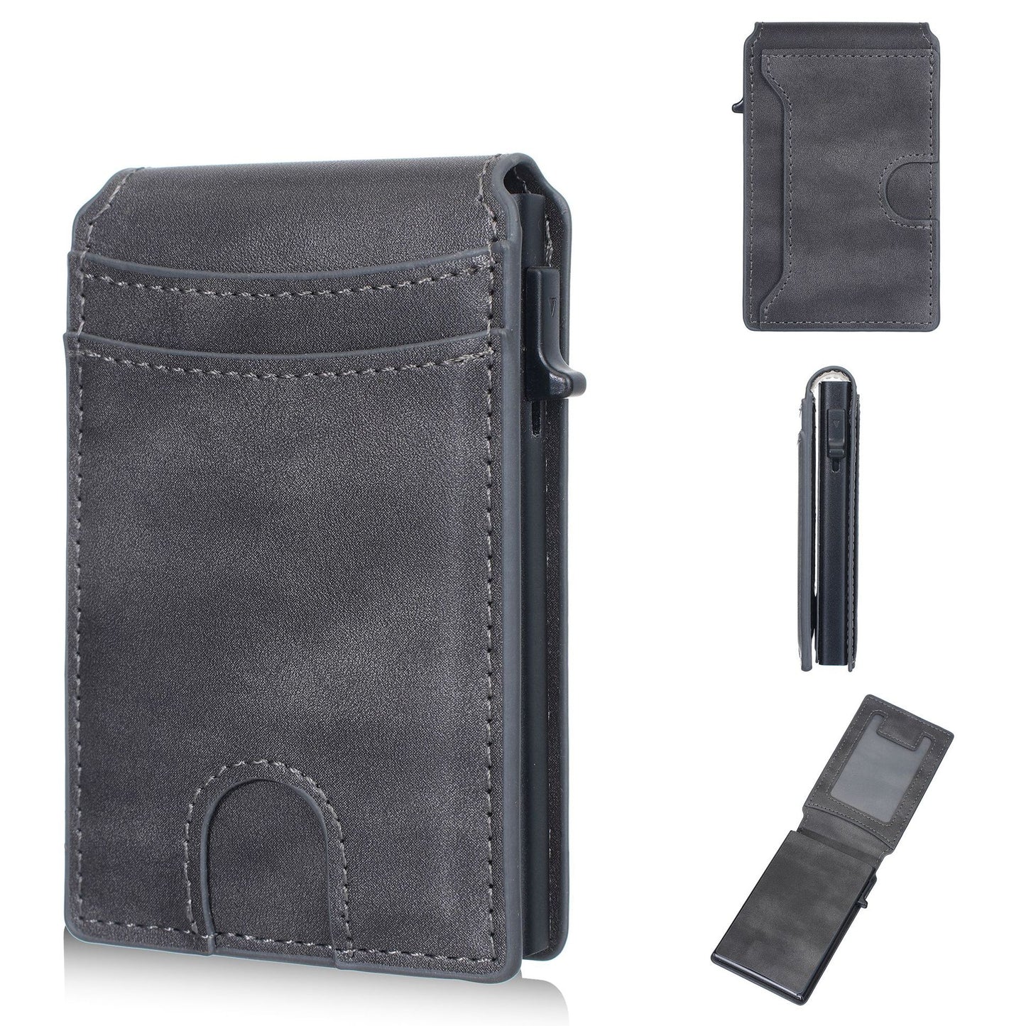 🔒 Anti-theft RFID Pop Up Wallet Aluminum Leather With ID Card Window & Cash Pocket