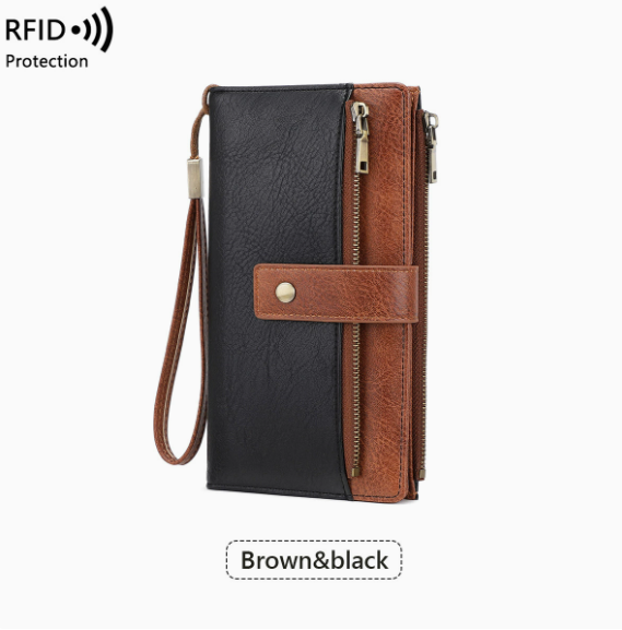 Women's long wallet, stylish clutch, elegant solid color RFID blocking leather wallet👛