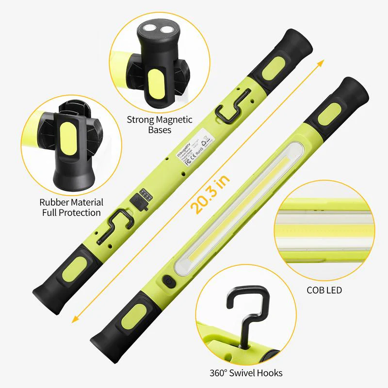 ⚡Under Hood Work Light Bar, 3000LM LED Magnetic Light Bar with Hooks, 5200mAh