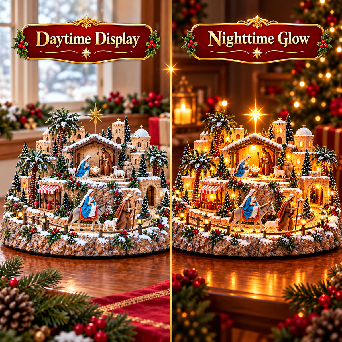 ๐๐ Star of Bethlehem Journeyโข โ Lighted Nativity Christmas Village with Maryโs Holy Journey
