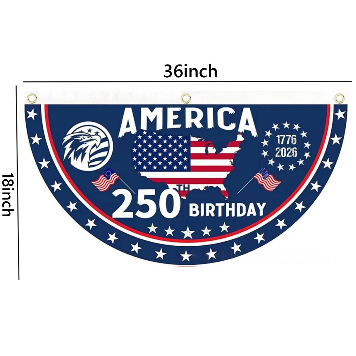 🔥Limited Time 50% Off✨ America 250th Birthday Semicircular Flag Banner 1776–2026 Patriotic Bunting