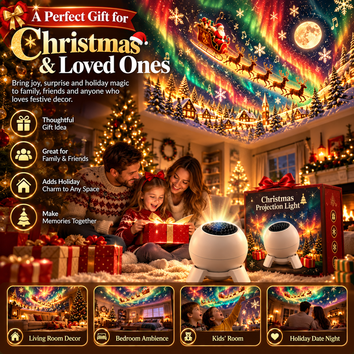 🎄 Christmas Wonderland Projector – Fill Your Room With Magical Holiday Scenes ✨