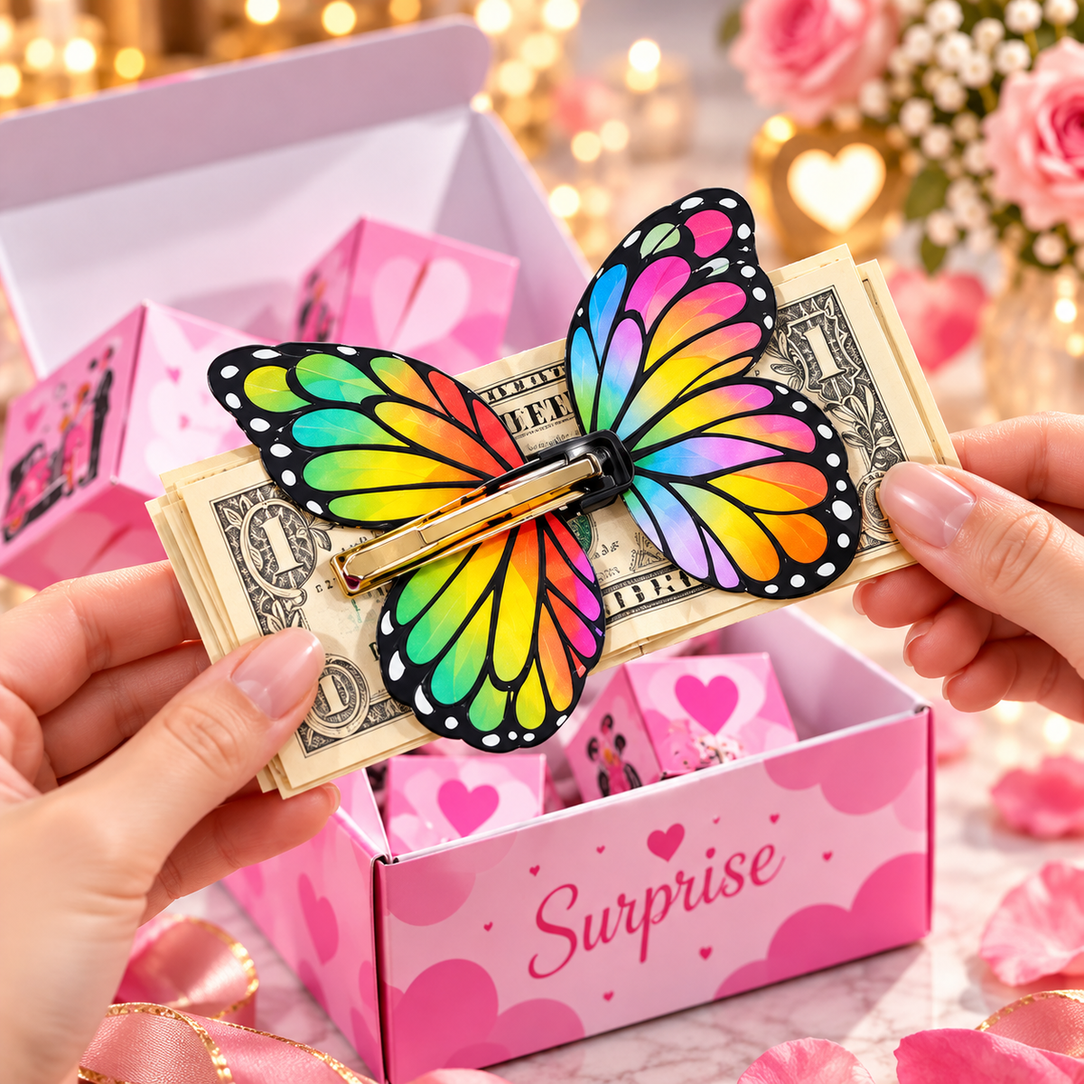 🎁 Surprise Explosion Gift Box – Butterfly Pop-Up Money Gift Box 💕✨