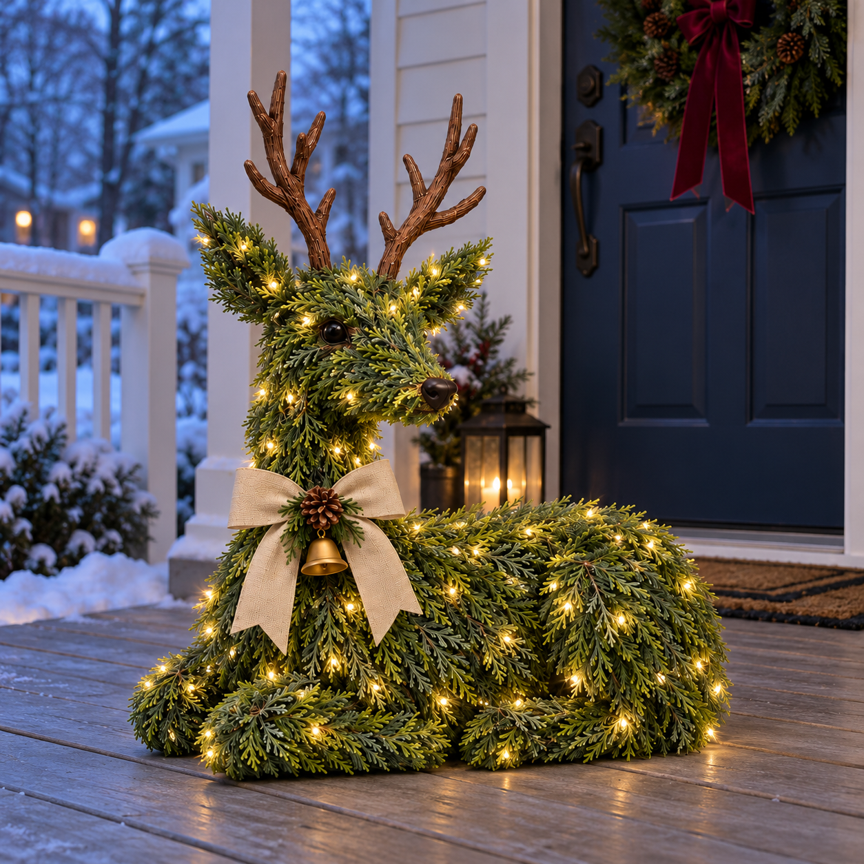 Lighted Evergreen Reindeer Christmas Decoration
