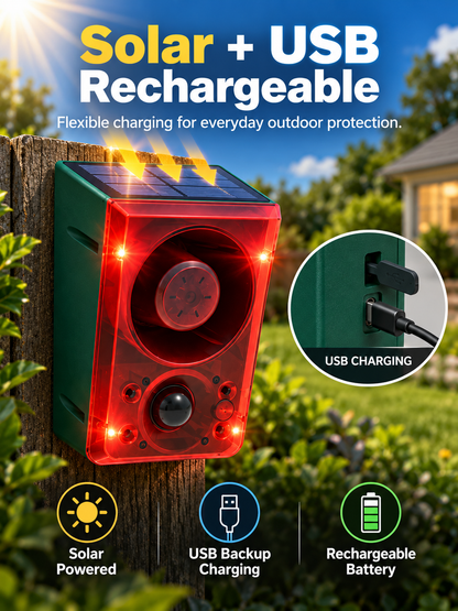 🔥Black Friday 50% OFF🎁🚨 Solar-Powered Outdoor Motion Alarm – Remote-Controlled Farm & Garden Security Siren