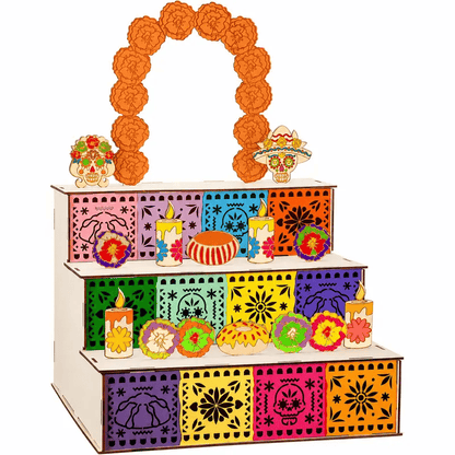 🎃Day of the Dead Wooden Altar Display Set | 💕Death is not the end of life, forgetting is