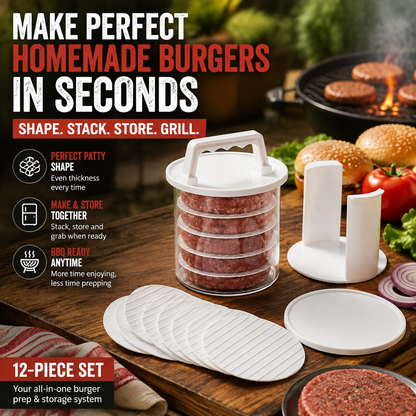 🍔 Burger Patty Press Kit – Make Perfect Homemade Burger Patties Every Time | BBQ Essential