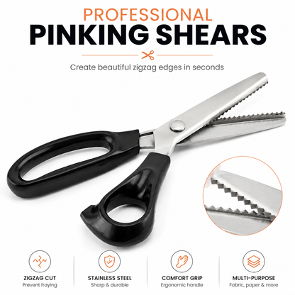 ✂️ Professional Pinking Shears – Sharp Serrated Fabric Scissors for Clean Zigzag Edges