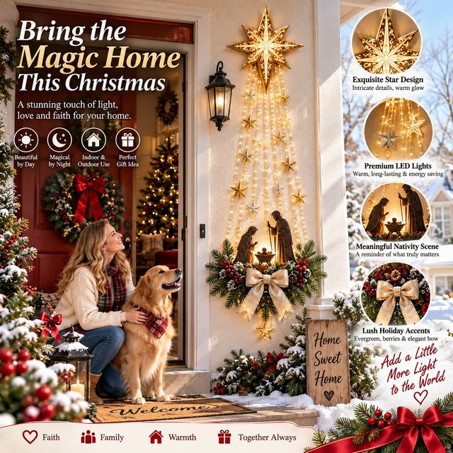 ✨ Last Day – 50% OFF! ✝️ Bethlehem Star of Faith – Lighted Nativity Wall Decor