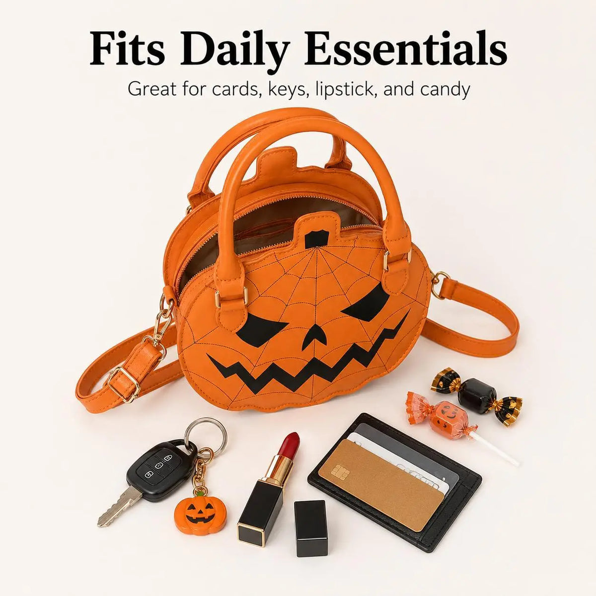 🎃 Spooky Jack-O'-Lantern Pumpkin Crossbody Bag