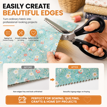 ✂️ Professional Pinking Shears – Sharp Serrated Fabric Scissors for Clean Zigzag Edges