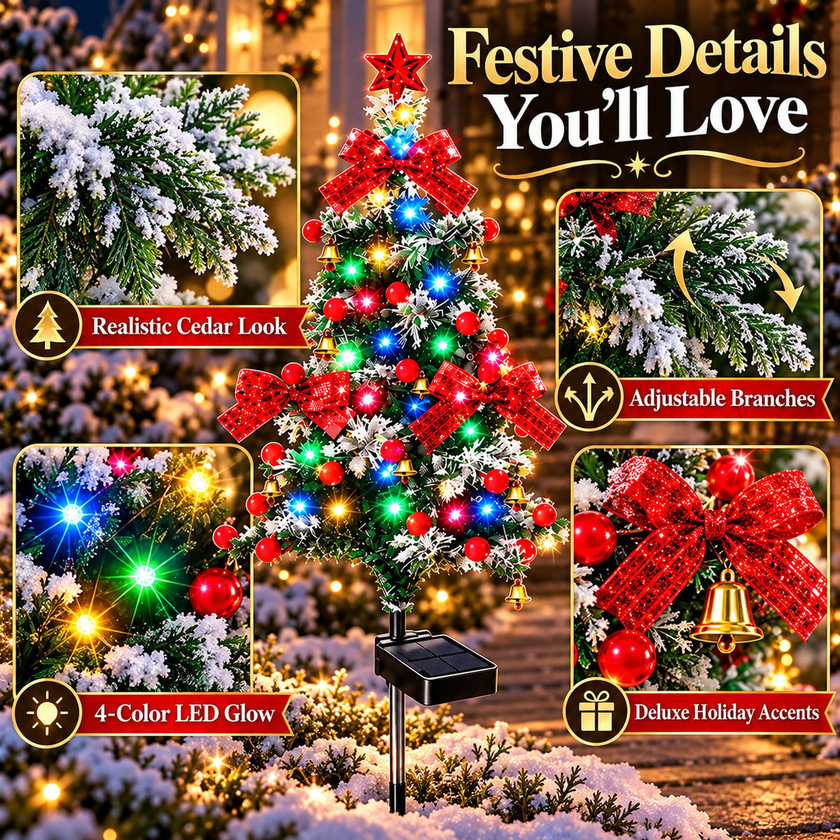 🌲51% OFF 🔥 Solar Cedar Christmas Tree Lights | Festive Outdoor Holiday Decor