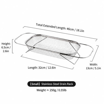 Stainless Steel Expandable Over-The-Sink Colander Strainer Basket