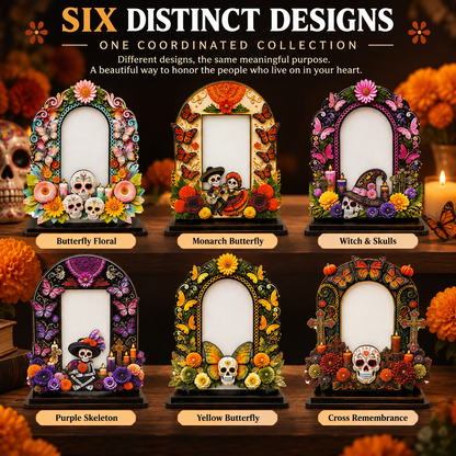 Day of the Dead Memorial Photo Frame Set – 6 Colorful Wooden Ofrenda Frames