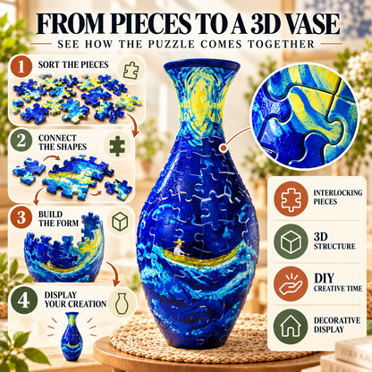 ✨🧩 3D DIY Puzzle Vase – 11 Creative Designs, Decorative Flower Vase & Craft Gift✨