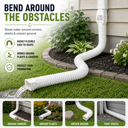 🏡 Flexible Rain Gutter Downspout Extension Kit  – Adjustable 22"-63" Drain Pipe with Leaf Filter for Foundation Protection