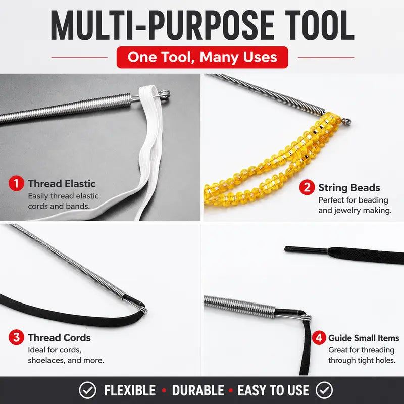 ⚡ Flexible Drawstring Threader Tool – 2PCS Stainless Steel Cord Repair Set