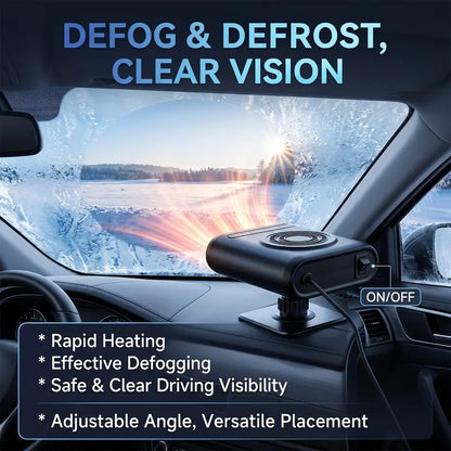 🚗12V Portable Car Heater - 🔥12v Power, Adjustable Defogging Windshield Demister ❄️