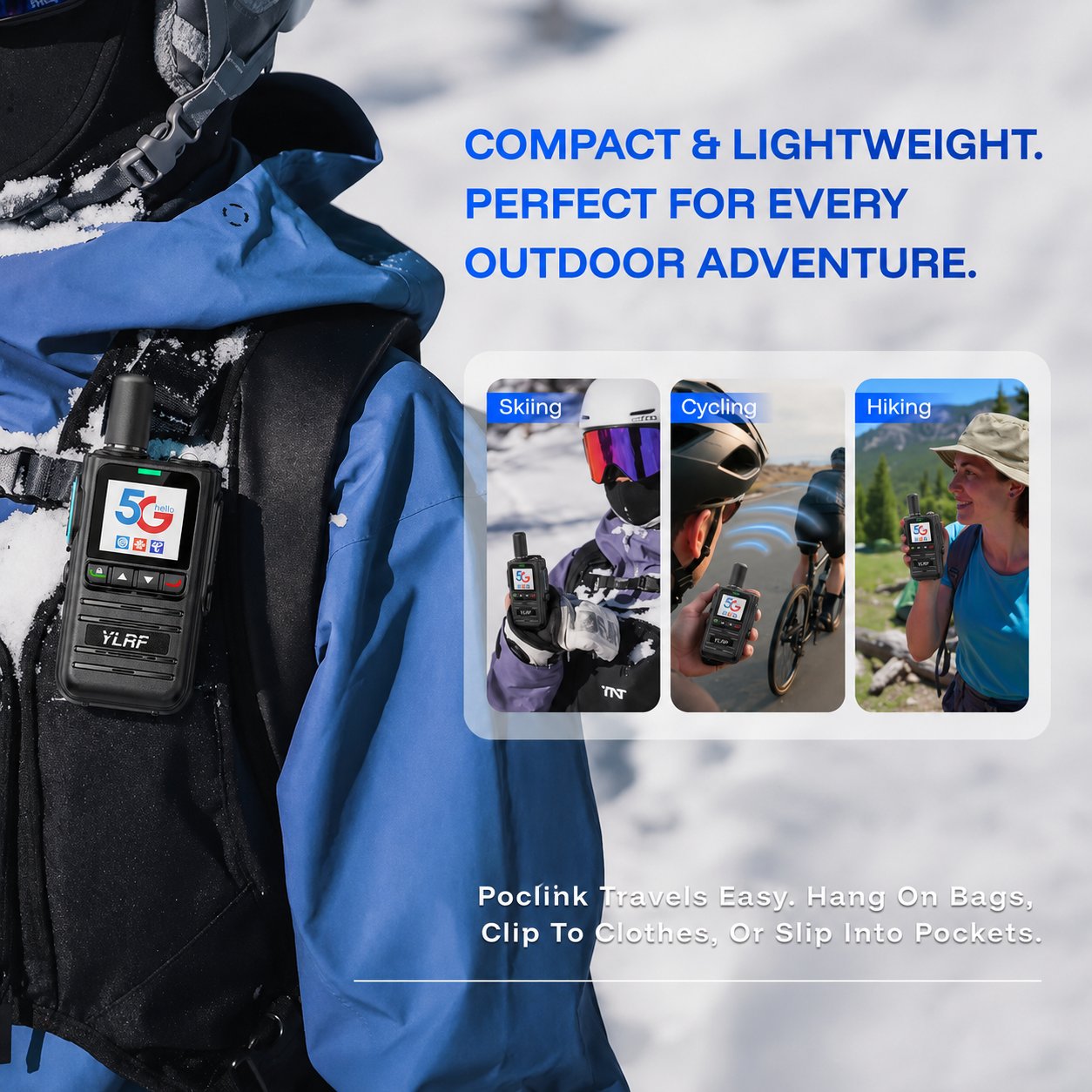 ✨5G LTE Global Walkie Talkie with Lifetime Free SIM – Unlimited Range POC Smart Radio with App – Rugged Waterproof Pocket Radio for Hiking & Off-Grid Teams 🌍